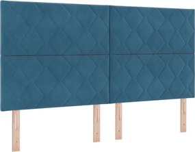 vidaXL LED κεφαλάρι Σκούρο Μπλε 180 cm Βελούδο