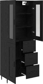 vidaXL Highboard με συρτάρι 2 pcs Μαύρη Οξυά Επεξεργασμένο ξύλο