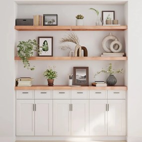 vidaXL Ράφι Τοίχου Ανοιχτό Καφέ 180x40x(2-6)εκ. Επεξ. Μασίφ Ξύλο Δρυός