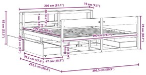 Σκελετός Κρεβ. Χωρίς Στρώμα Καφέ Κεριού 200x200 εκ Μασίφ Πεύκο - Καφέ