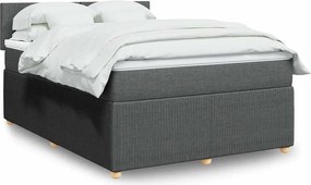 vidaXL Κρεβάτι Boxspring με Στρώμα Σκούρο Γκρι 140x200 εκ Υφασμάτινο