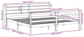 ΠΛΑΙΣΙΟ ΚΡΕΒΑΤΙΟΥ ΜΕ ΚΕΦΑΛΑΡΙ 180X200 ΕΚ. ΑΠΟ ΜΑΣΙΦ ΞΥΛΟ ΠΕΥΚΟΥ 3306652