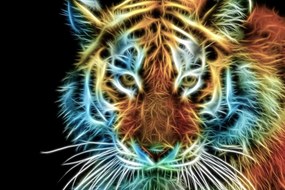 Εικόνα του κεφαλιού μιας τίγρης σε αφηρημένο σχέδιο - 60x40