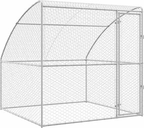 vidaXL Κλουβί Σκύλου Ασημί 2 x 2 x 2 m Γαλβανισμένος χάλυβας