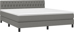 vidaXL Κρεβάτι Boxspring με Στρώμα Σκούρο Γκρι 180x200 εκ Υφασμάτιν