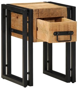 vidaXL Τραπέζι με Συρτάρι Μαύρο 30x30x40 εκ Μασίφ Ξύλο Μάνγκο