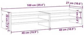 Βάση Οθόνης Καπνιστή Δρυς 100x27x20 εκ. από Επεξ. Ξύλο - Καφέ