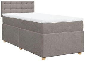 Κρεβάτι Boxspring με Στρώμα Taupe 90x190 εκ.Υφασμάτινο - Μπεζ-Γκρι