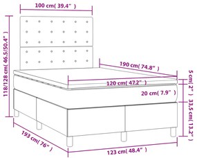 Κρεβάτι Boxspring με Στρώμα Taupe 120x190 εκ. Υφασμάτινο - Μπεζ-Γκρι