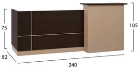 ΓΡΑΦΕΙΟ ΥΠΟΔΟΧΗΣ DALTON HM2068.01 ΜΕΛΑΜΙΝΗ ΣΕ WENGE-ΜΠΕΖ 240x80x106Υεκ.