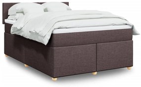 VidaXL Κρεβάτι Boxspring με Στρώμα Σκούρο Καφέ 140x190 εκ. Υφασμάτινο