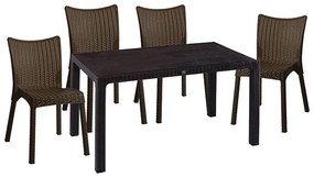 Intrahome Τραπεζαρία Explore-Confident Intrahome σετ 5τεμ PP καφέ 150x90x73,5εκ | SKU: INTRAPA-364111150