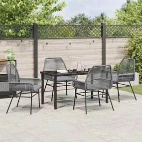 vidaXL Σέτ φαγητού για κήπο 5 pcs Γκρι συνθετικό ρατάν