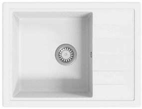 vidaXL Νεροχύτης με Οπή Υπερχείλισης Οβάλ Λευκός Γρανιτένιος