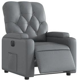vidaXL Πολυθρόνα Ηλεκτρική Ανακλινόμενη Γκρι από Συνθετικό Δέρμα