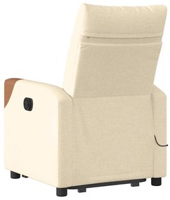 vidaXL Πολυθρόνα Μασάζ Ανακλινόμενη με Ανύψωση Κρεμ Υφασμάτινη