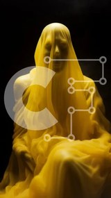 Intra Συλλεκτικό Ξύλινο Παζλ Plywood 4mm - Γυναίκα στα κίτρινα που κάθεται στο σκοτάδι Σε Ξύλινο Κουτί - Διαστάσεις Puzzle: 10x10 cm – 25 κομμάτια