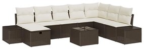 vidaXL Σετ Καναπέ Κήπου 9 pcs Καφέ 55 x 62 x 69 εκ Πολυ ράταν