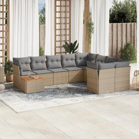 vidaXL Patio Sofa Set 9-θέσια Μικτό μπεζ και γκρι