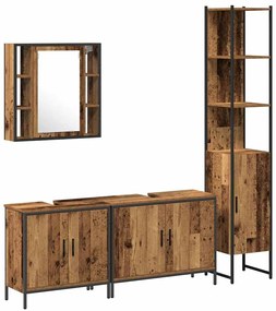 vidaXL Σετ Επίπλων Μπάνιου με ράφι Άλλο 4 pcs Καφέ 33 x 33 x 185.5 εκ