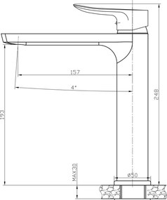 Acquanet Volcano Black 5005 - Μπαταρία επιτραπέζιου νιπτήρα μαύρη