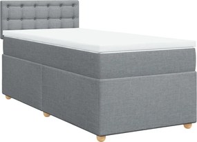 vidaXL Κρεβάτι Boxspring με Στρώμα Ανοιχτό Γκρι 80x200 εκ. Υφασμάτινο