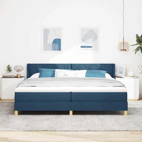vidaXL Κρεβάτι με Ελατήρια με στρώμα Μπλε 200 x 200 cm ύφασμα