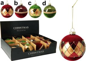 Γυάλινη Μπάλα Χριστουγέννων 8cm σε 4 σχέδια 672597 (d)