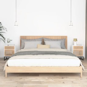 vidaXL Κομοδίνα 2 τεμ. Λευκά 40x30x55,5 εκ Επεξεργασμένο Ξύλο &amp; Σίδερο