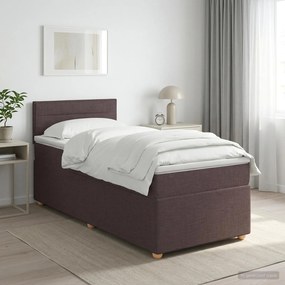 vidaXL Κρεβάτι box spring με στρώμα Σκούρο Καφέ 90 x 190 cm Ύφασμα