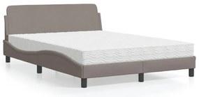 vidaXL Κρεβάτι με Στρώμα Taupe 120x200 εκ. Υφασμάτινο