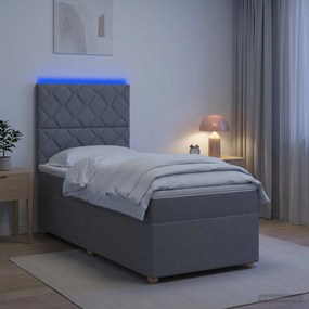 vidaXL Κρεβάτι box spring με στρώμα Ανοιχτό γκρι 80 x 200 cm Ύφασμα