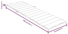 Μαξιλάρι Ξαπλώστρας Μπλε 200x70x4 εκ. Ύφασμα - Μπλε