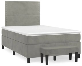 ΚΡΕΒΑΤΙ BOXSPRING ΜΕ ΣΤΡΩΜΑ ΑΝΟΙΧΤΟ ΓΚΡΙ 120X200 ΕΚ. ΒΕΛΟΥΔΙΝΟ 3137773