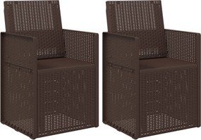 vidaXL Καρέκλες Εστιατορίου Κήπου 2 pcs Καφέ PP
