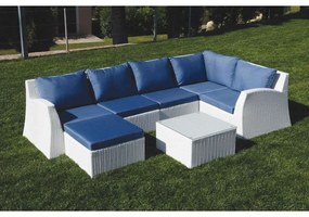 Καθιστικό Γωνιακό Σετ Rattan 7τμχ 3575 83x84x75cm Blue 6 Θέσεων