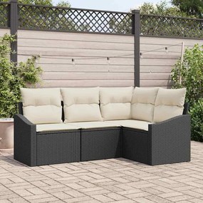 vidaXL Σετ Καναπέ Κήπου 4 pcs Μαύρο Πολυ ράταν