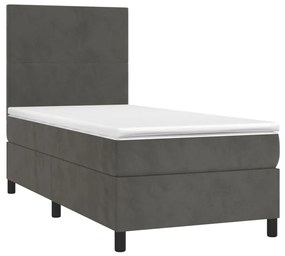 ΚΡΕΒΑΤΙ BOXSPRING ΜΕ ΣΤΡΩΜΑ ΣΚΟΥΡΟ ΓΚΡΙ 90X190 ΕΚ. ΒΕΛΟΥΔΙΝΟ 3142876