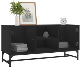 vidaXL Έπιπλο Τηλεόρασης Μαύρο 102x37x50 εκ. με Γυάλινες Πόρτες