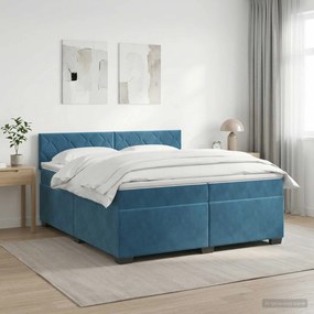 vidaXL Κρεβάτι box spring με στρώμα Σκούρο Μπλε 200 x 200 cm Βελούδο