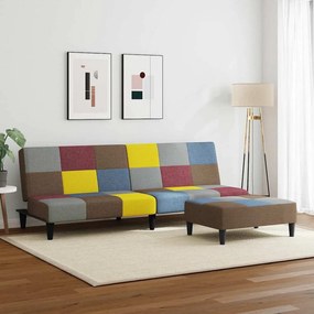 vidaXL Καναπές Κρεβάτι Διθέσιος με Υποπόδιο Patchwork Υφασμάτινος
