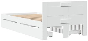 vidaXL Πλαίσιο Κρεβατιού με Κεφαλάρι Λευκό 75x190 εκ. Επεξ. Ξύλο
