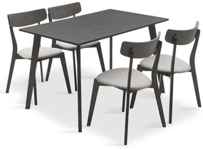 Tραπεζαρία Benson - Toto pakoworld σετ 5τμχ rustic grey - ύφασμα γκρι 120x75x75εκ