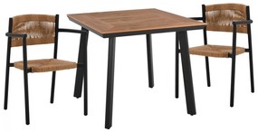 Σετ Κήπου Τραπεζαρία HM11444 3 τεμ Αλουμινίου Ανθρακί με Τραπέζι Polywood 80x80x73 εκ. &amp; 2 Καρέκλες