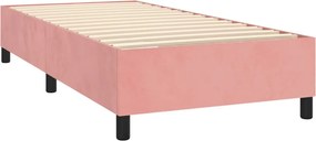 vidaXL Κρεβάτι Boxspring με Στρώμα &amp; LED Ροζ 100x200 εκ. Βελούδινο