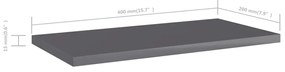 vidaXL Ράφια Βιβλιοθήκης 8 τεμ. Γυαλ. Γκρι 40x20x1,5 εκ. Μοριοσανίδα