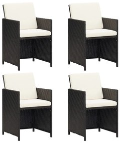 316745 vidaXL Καρέκλες Εξωτερικού Χώρου 4 τεμ. Μαύρες από Συνθετικό Ρατάν Μαύρο, 1 Τεμάχιο