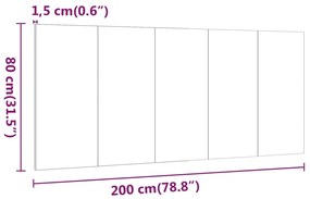 vidaXL Κεφαλάρι Κρεβατιού Καφέ Δρυς 200x1,5x80 εκ. Επεξεργασμένο Ξύλο