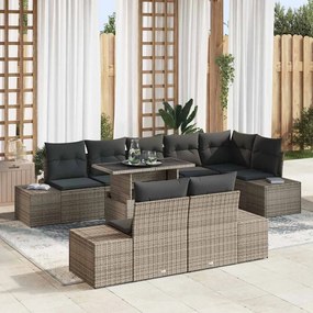 vidaXL Σετ Καναπέ Κήπου με αποθήκευση 9 pcs Γκρι Πολυ ράταν