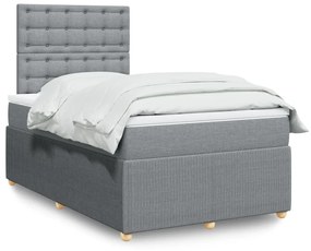 Κρεβάτι Boxspring με Στρώμα Ανοιχτό Γκρι 120x190 εκ. Υφασμάτινο - Γκρι